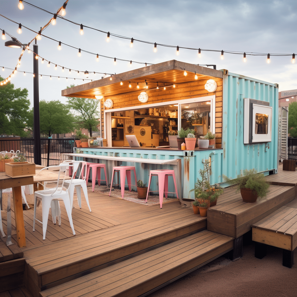 A vintage-inspired shipping container coffee shop