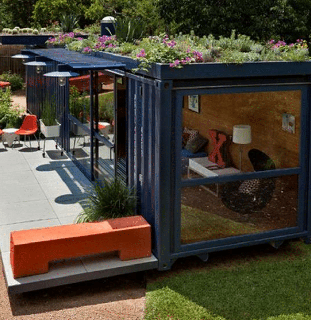 outdoor shipping container workspace