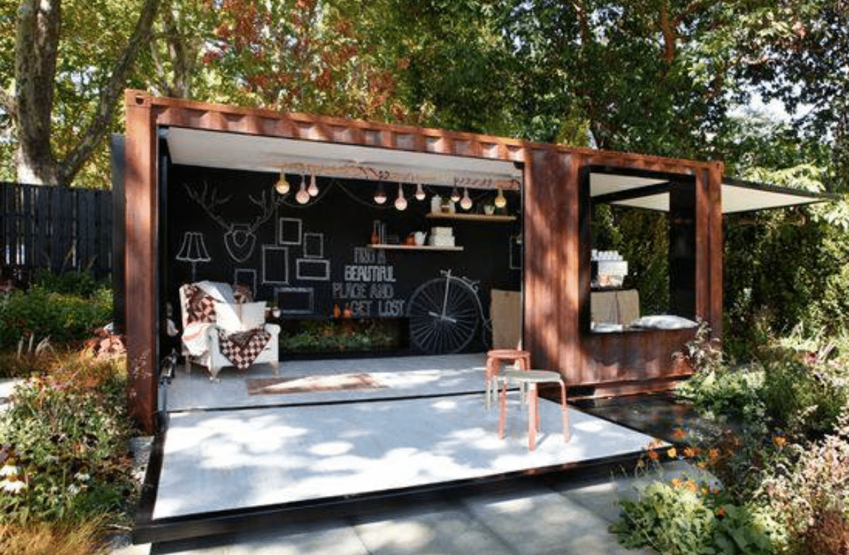 artsy shipping container workspace