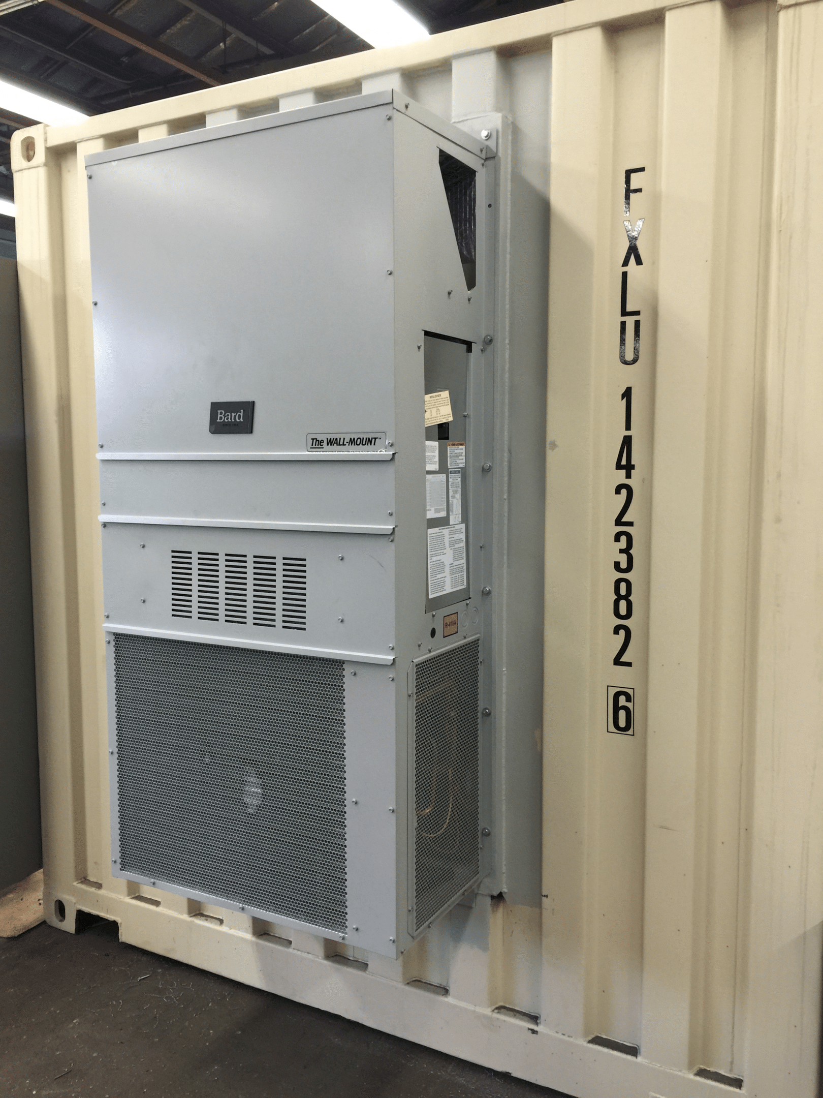 Modified container with HVAC unit