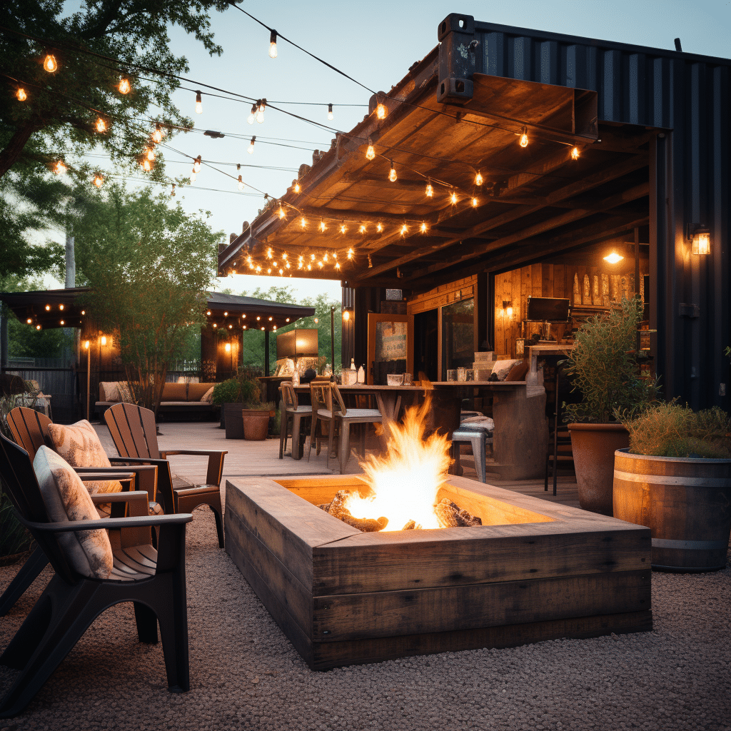 A Cozy Shipping Container Coffee Shop with Rustic Charm in a Countryside Retreat