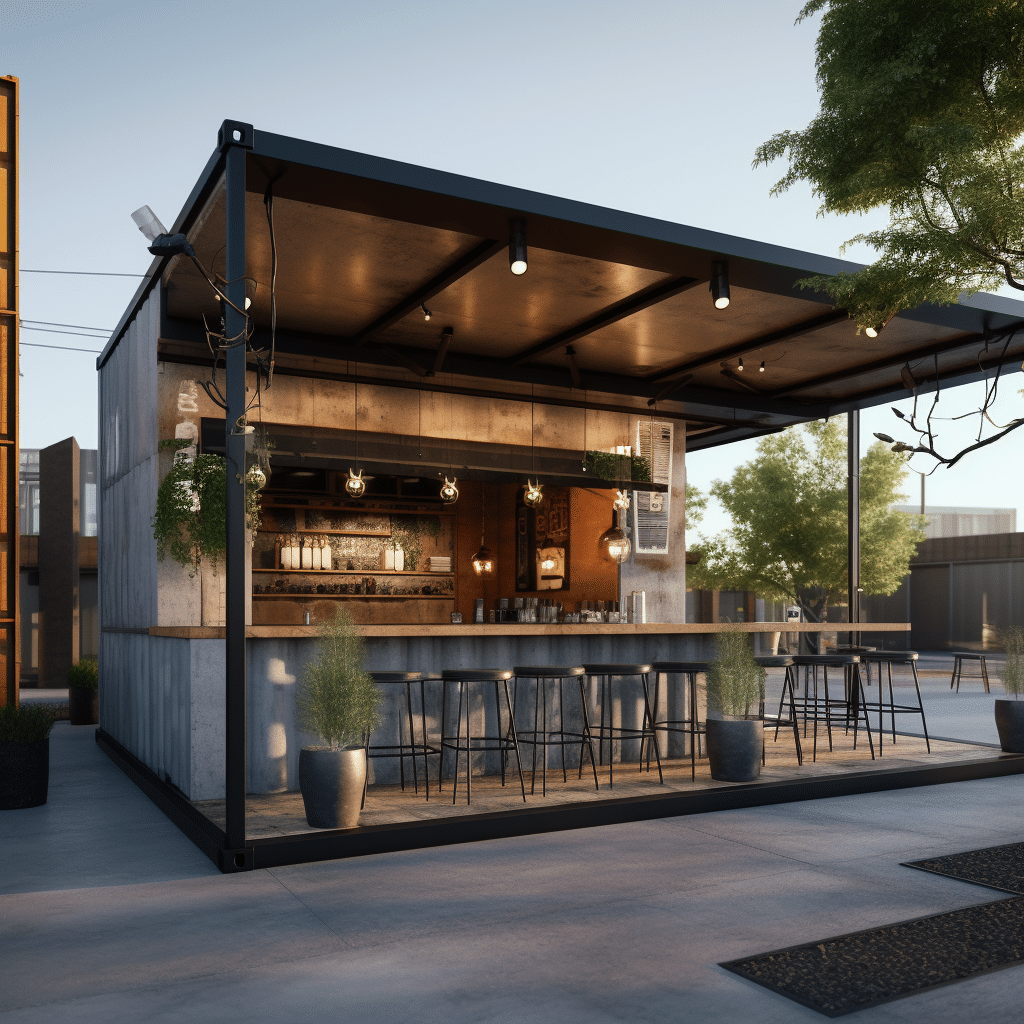 Trendy Urban Shipping Container Coffee Shop in the Loft District
