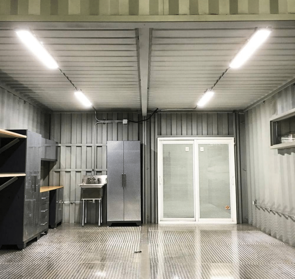 An image of a spacious and sturdy 2 shipping container garage that is perfect for storage and parking.