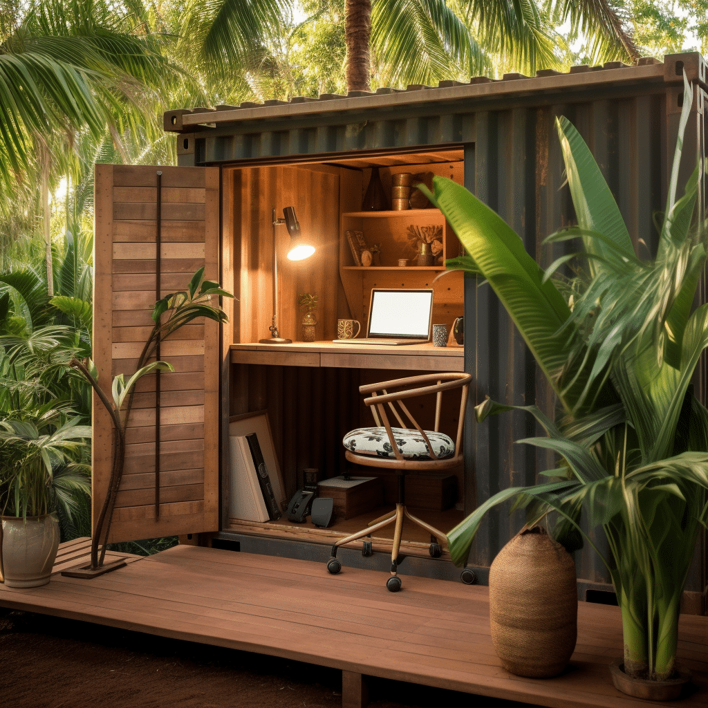 outdoor shipping container workspace concept